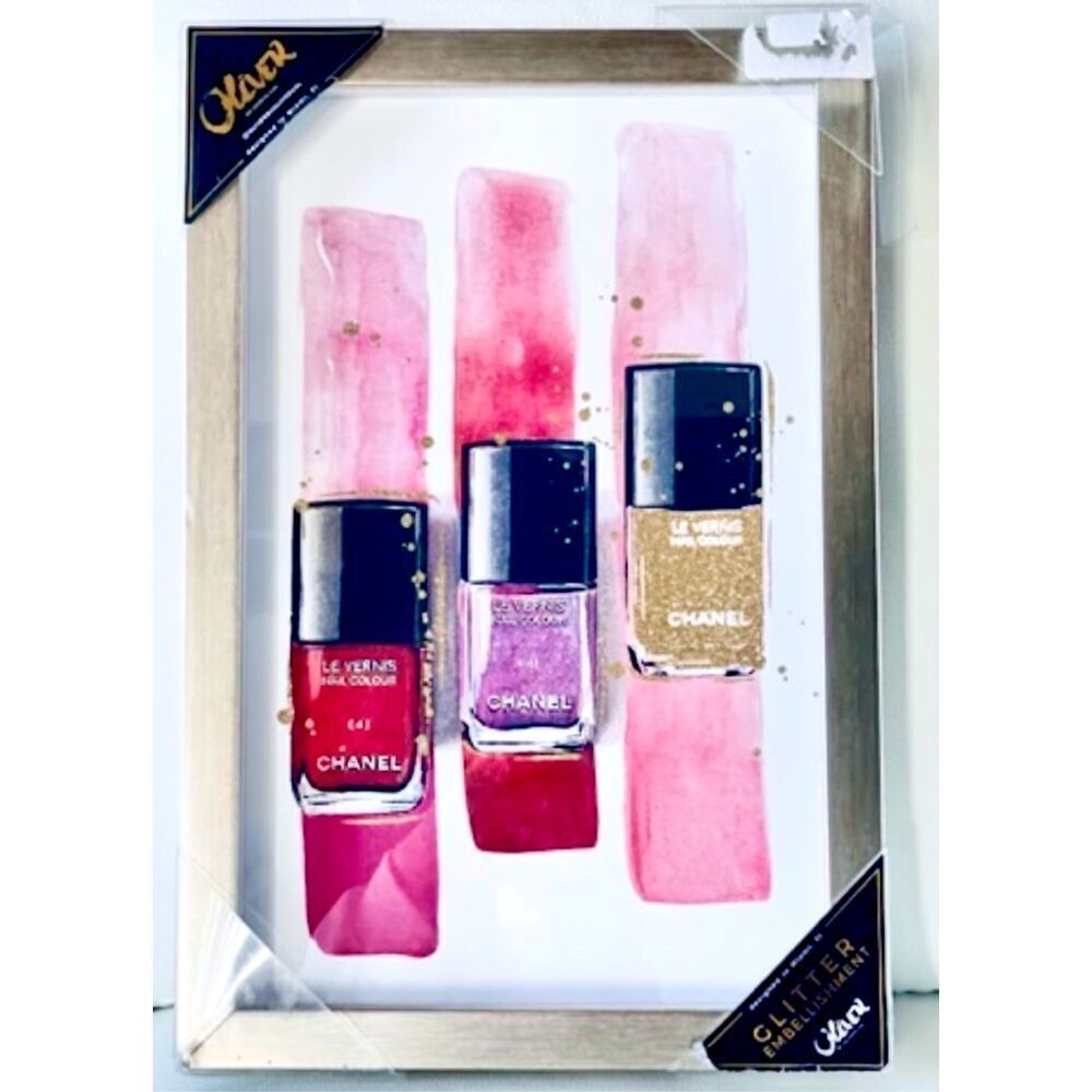 NWT Oliver by Oliver Gal Fashion CHANEL Nail Polish Glitter Framed Wall Art